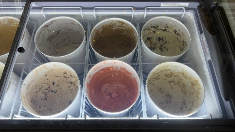 Real Hilltop ice cream tubs inside Putter's